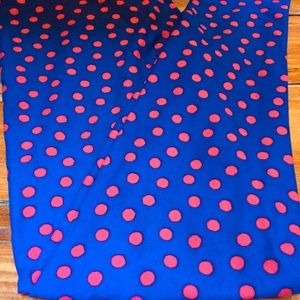 Bundle of 3 only please. Lularoe OS red polka dot on blue leggings!